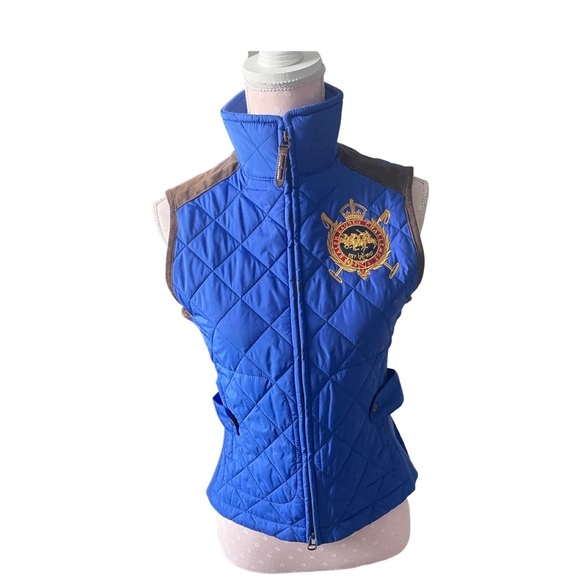 Ralph Lauren Jackets & Blazers - 𝅺Ralph Lauren Sport Royal Blue Suede Puffer Vest with Insignia